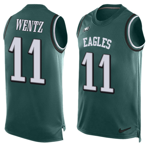 Men's Limited Carson Wentz Nike Jersey Midnight Green - #11 Player Name & Number Tank Top NFL Philadelphia Eagles